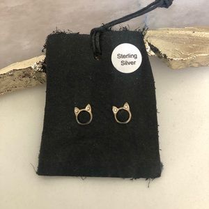 Sterling Silver Cat Studs
